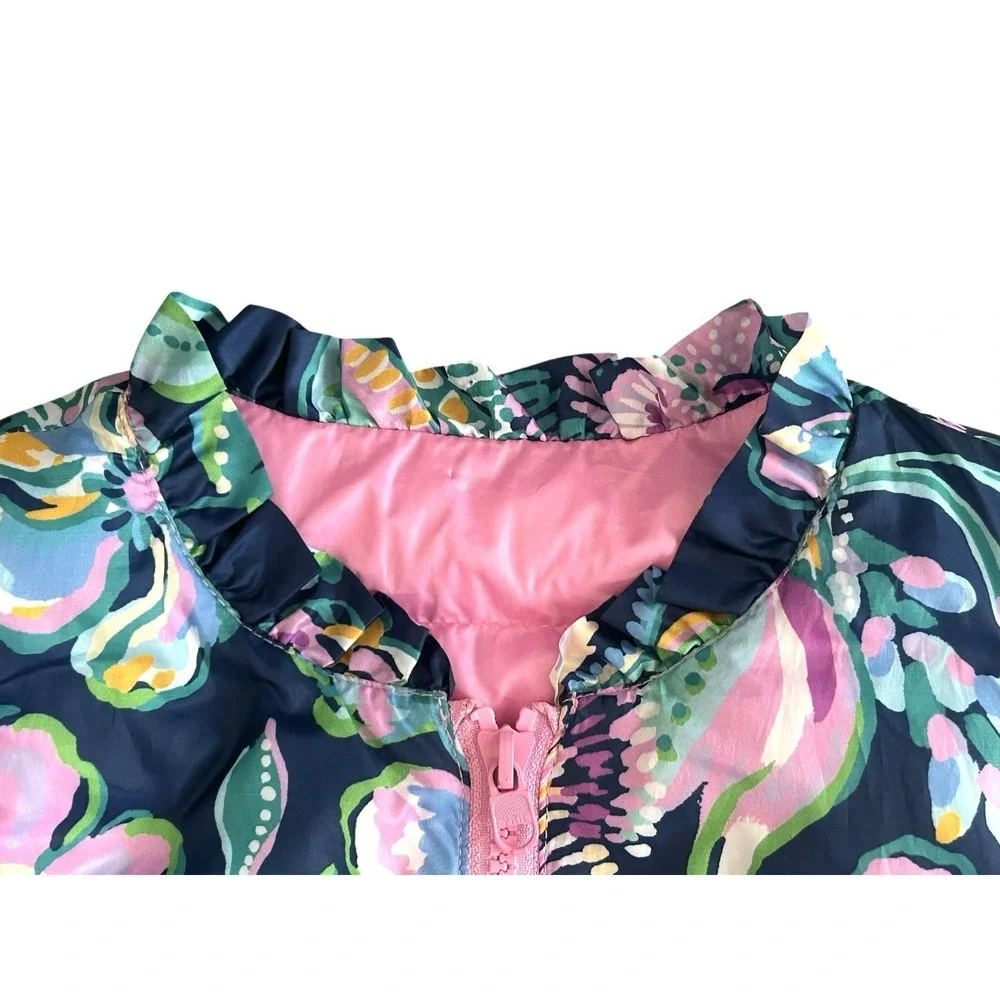 Lilly Pulitzer Girls Down Puffer‎ Vest Medium 6-7 Multicolor Floral Reversible